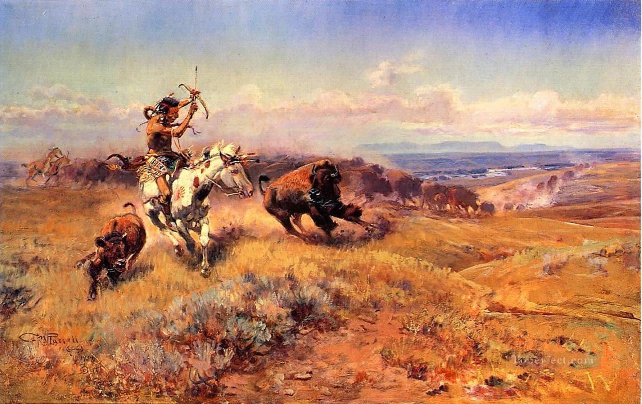 Pferd des Jägers aka Fresh Meat Indianer westlichen Amerikaner Charles Marion Russell Ölgemälde